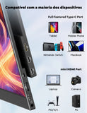 MONITOR PORTÁTIL 15.6” FULL HD Amoudo 15.6 Inch 1920x1080P Mobile Display IPS LCD  USBC Mini HDMI Extend Display