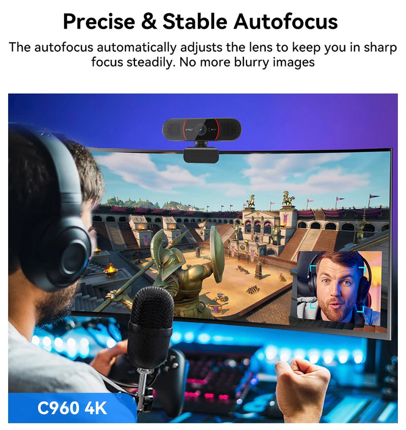 WEBCAM 4K EMEET C960 COM TRIPÉ